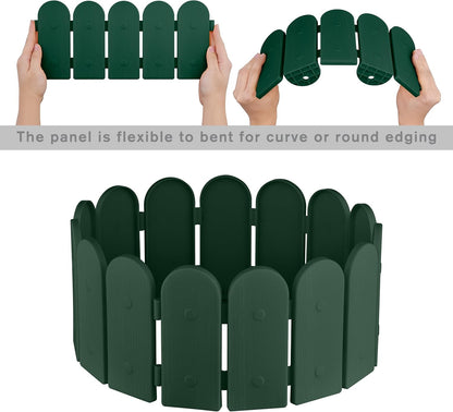 Evelyne Garden Border Edging: Wooden Fence Design - 8pcs Green Yard Landscaping Fence Liner Lawn