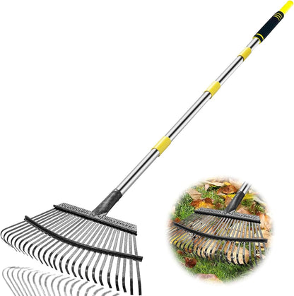 Rake Heavy Duty 6FT Long Garden Rakes , 18.5 Inch Wide Leaf Rake for Lawns, 25 Metal Tines