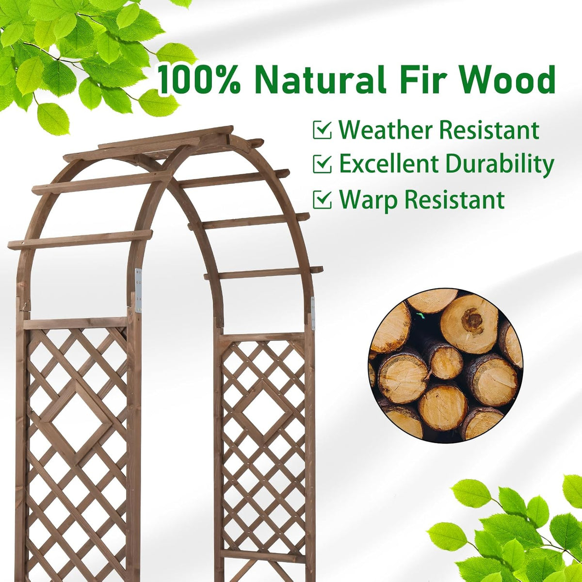 VINGLI Wooden Garden Arbor, Wedding Arch, 7ft Arch Backdrop Stand for Ceremony, Wood Trellis for