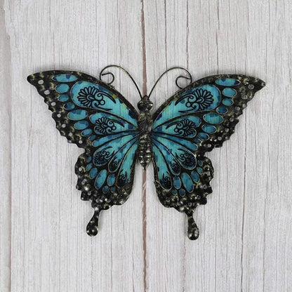 LIFFY Metal Butterfly Wall Decor Glass Outdoor Wall Art Sculptures 12" Hanging Garden Decorations