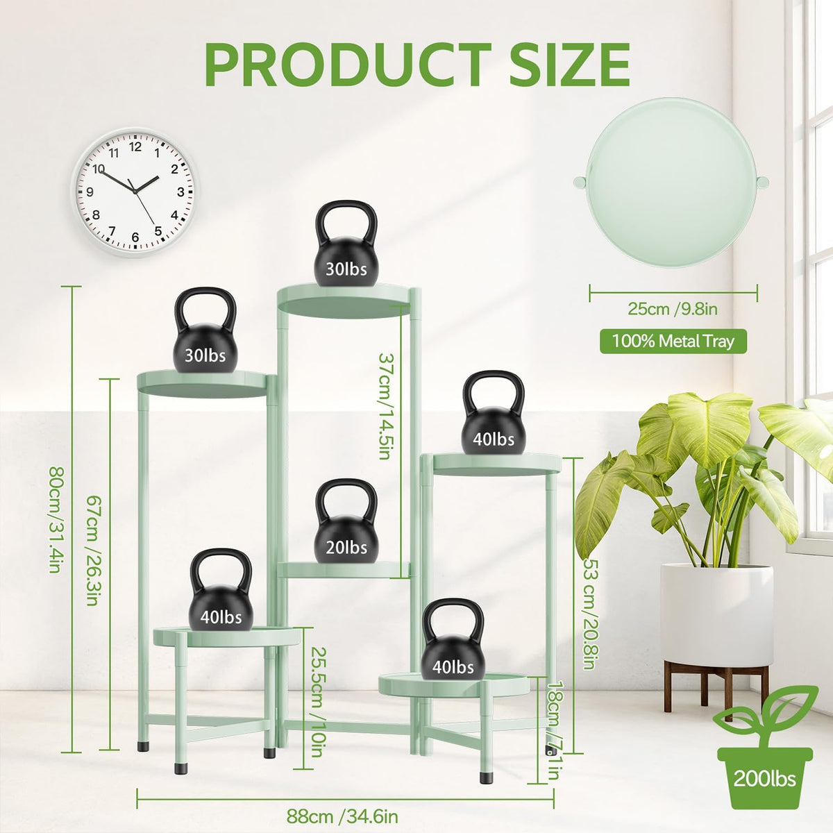 iDavosic.ly 6 Tier Large Plant Stand Indoor, 10 Inch Wide Tall Corner Metal Plant Stands Outdoor