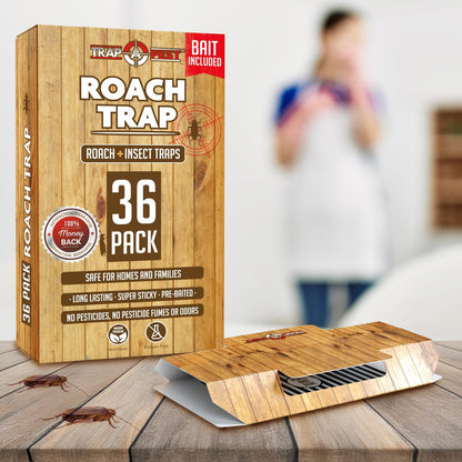 Roach Traps Indoor Sticky (36 Pack) - Glue Traps for Roaches Bug Traps with Roach Bait Traps - Long