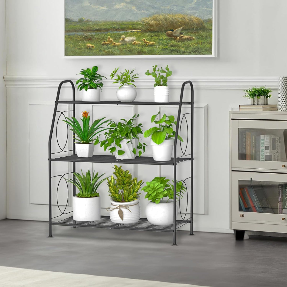 Plant Stand, 3 Tier Plant Shelf for Indoor Outdoor, Heavy Duty Metal Outdoor Plant Stand Holder