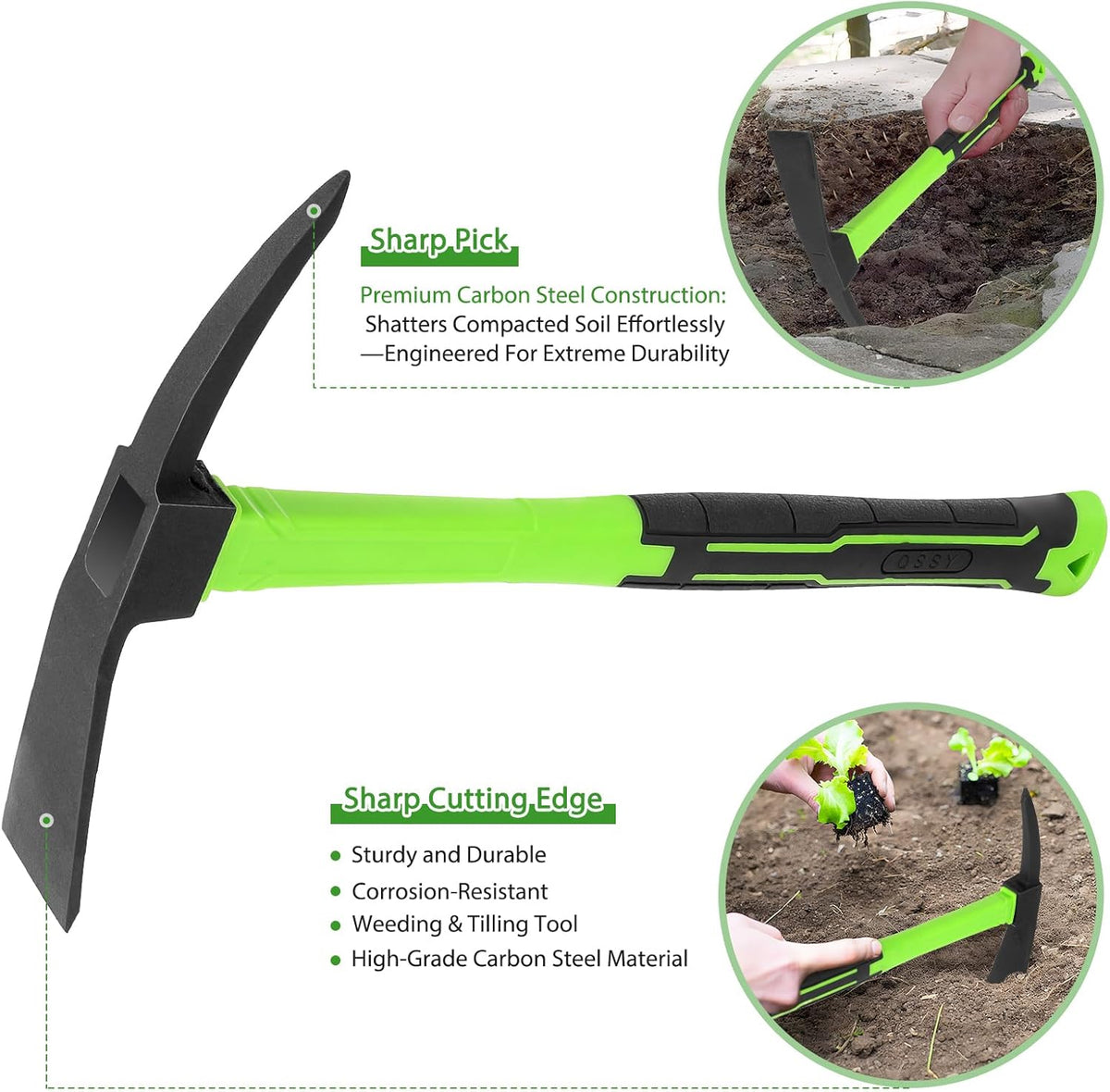 2pcs Pick Axes for Digging and No Installation Required Garden Hoe and Cultivator Hand Rake Garden
