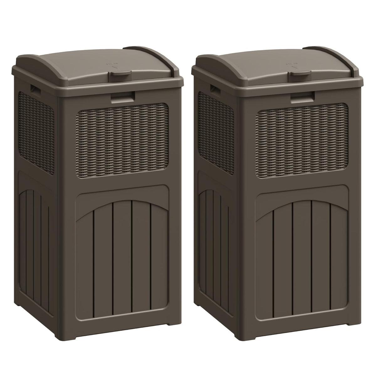 Flamaker 30 Gallon Trash Can, Resin Outdoor Garbage Can with Lid, Waterproof Hideaway Patio Waste