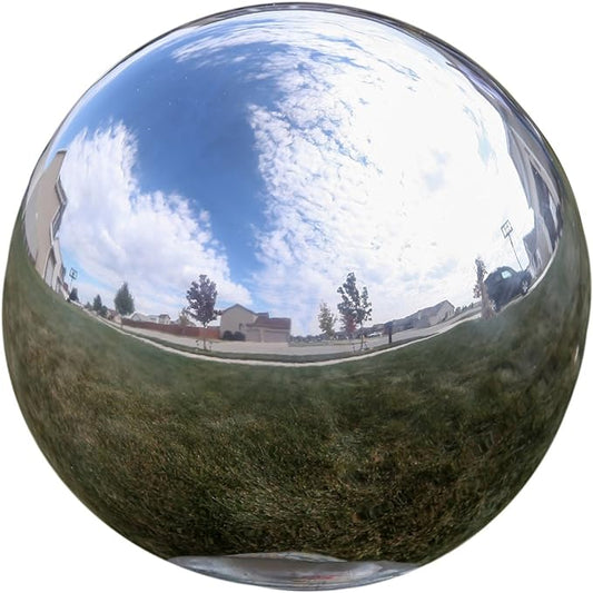 Lily's Home 12 Inch Stainless Steel Gazing Globe Mirror Ball, Colorful and Shiny Addition to Any