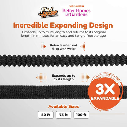 Flexi Hose Lightweight Expandable Garden Hose, 50FT - Retractable Garden Hose, Water Hose - No-Kink