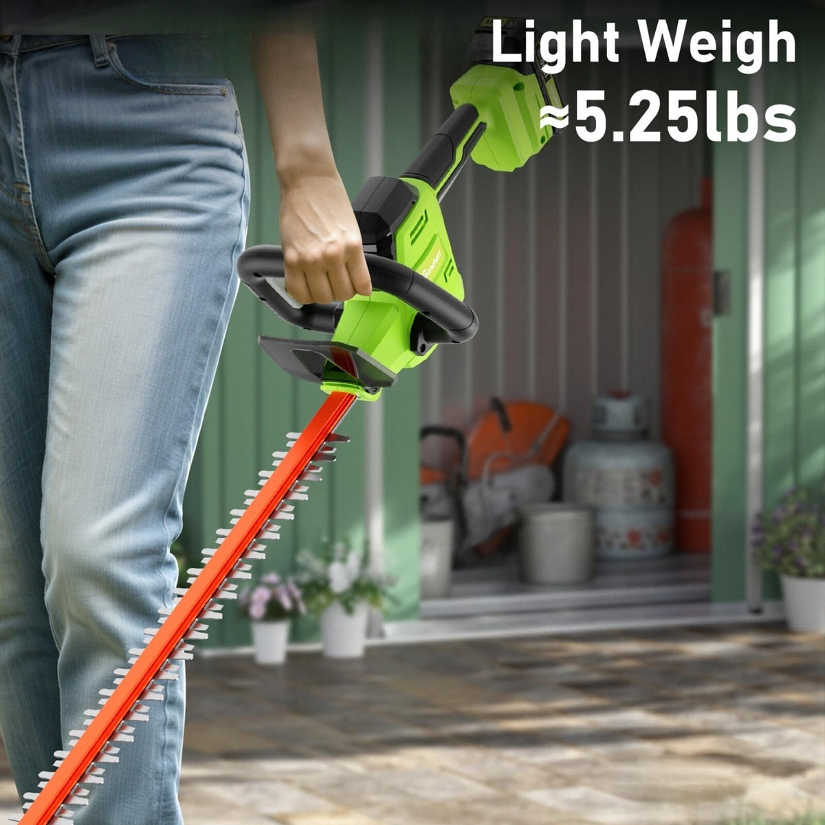 SUNCHERS 20V Max Hedge Trimmer Cordless, 22 Inch Tree Trimmer with 2 Batteries and Charger