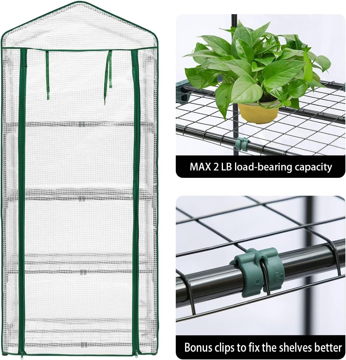 4-Tier Mini Greenhouse, Green House for Flower Indoor Outdoor, Portable Plant Outdoor Cage with