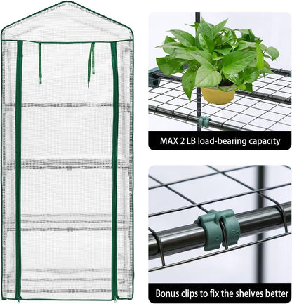 4-Tier Mini Greenhouse, Green House for Flower Indoor Outdoor, Portable Plant Outdoor Cage with