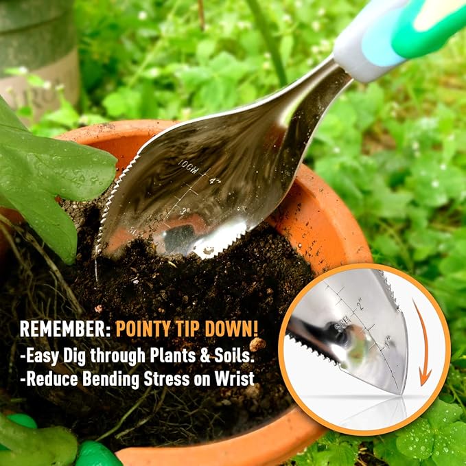 Jardineer 2Pack Garden Trowel, Stainless Steel Hand Shovel with Ergonomic Handle, Multi-Use Soil