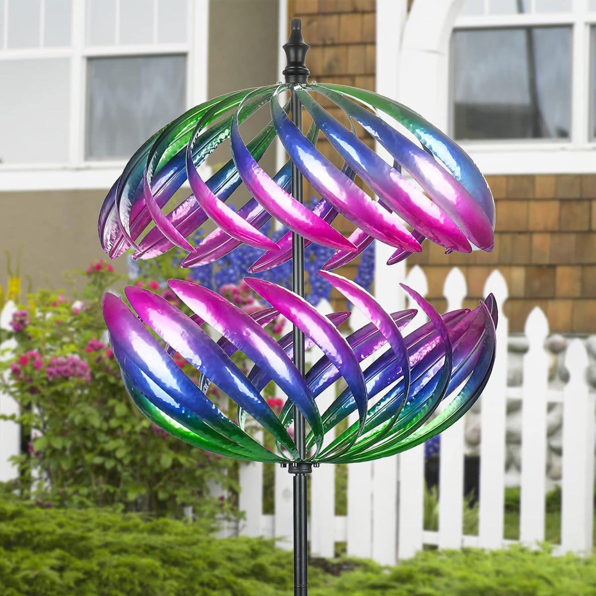 MUMTOP Wind Spinner 360 Degrees Double Steel Metal Wind Sculpture Ball Spinners for Decorating Your