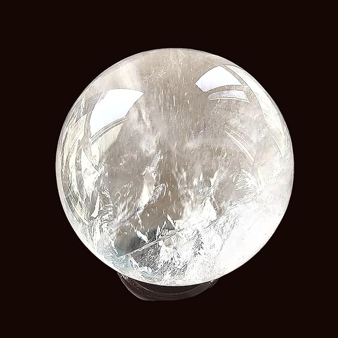 Natural Clear Quartz Crystal Ball,White Crystal Sphere Healing Crystal Ball with Stand Home Decor