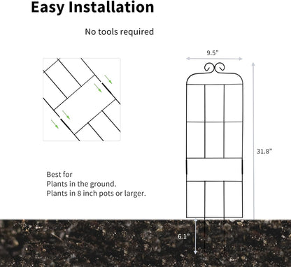 4 Pack 31'' Plant Trellis for Climbing Plants Indoor & Outdoor, Metal Trellis for Potted Plants