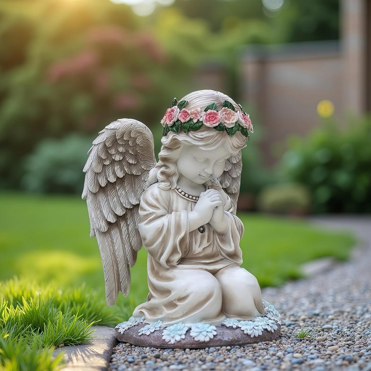 Solar Angel Garden Statue,Figurines Outdoor Decor,Outdoor Solar Statue with LED Lights for