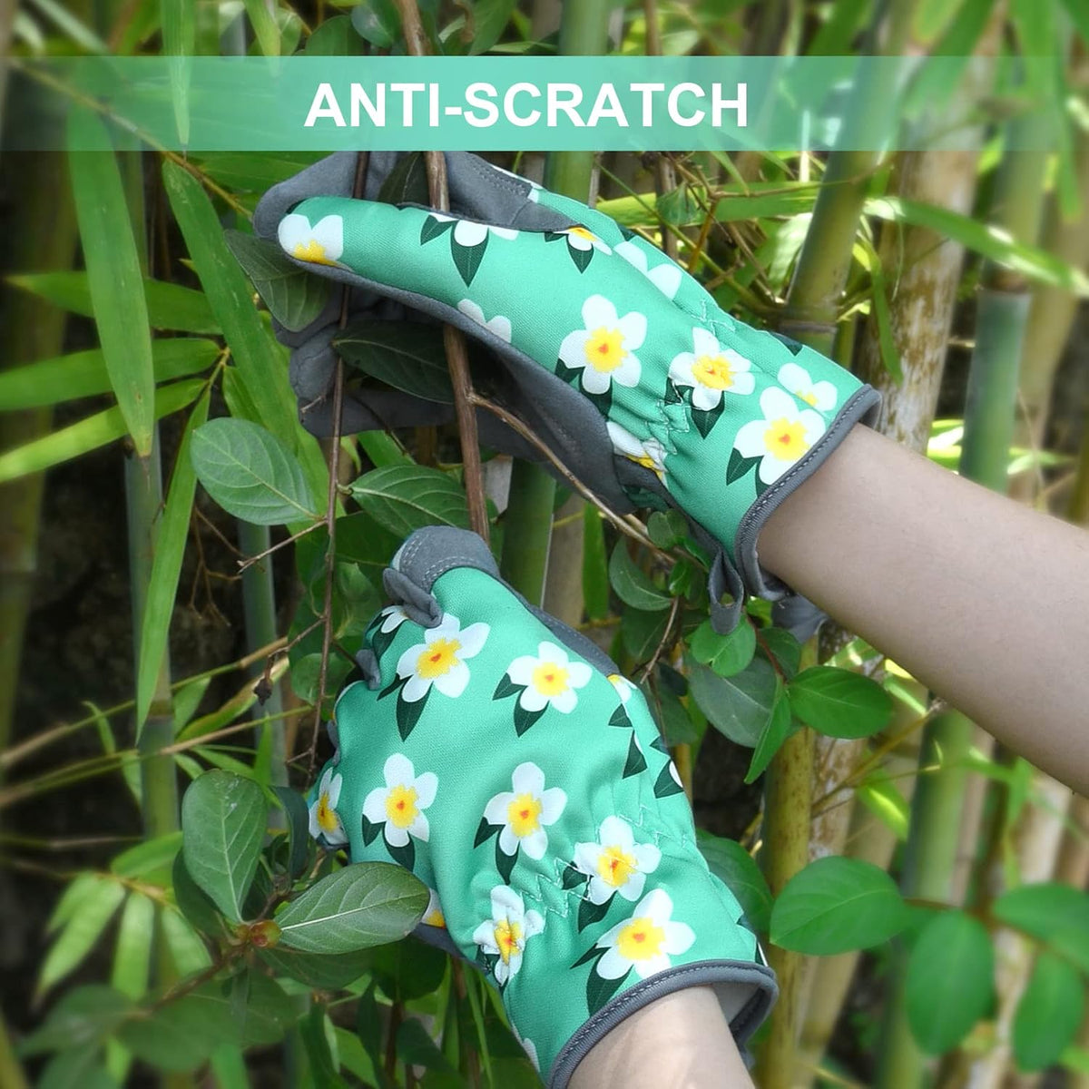Womens Gardening Weeding Working Gloves, Leather Garden Glove for Women Thorn Proof No Stab for