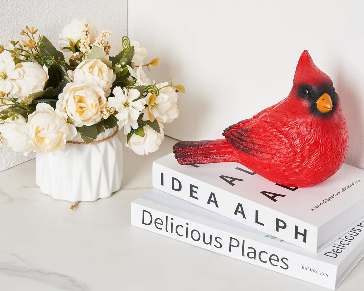 Red Cardinal Figurine, 8 inch Resin Vibrant Red Cardinal Memorial Gifts for Loss of Loved One