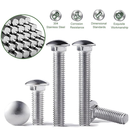 5/16-18 Carriage Bolts Set 40pcs Wheelbarrow Handles Replacement Kit 304 Stainless Steel Nut and