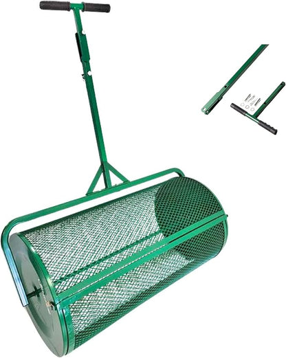 LANDZIE Lawn & Garden Spreaders - 36 Inch Heavy Duty Metal Mesh Basket Push/Tow Spreader - Compost