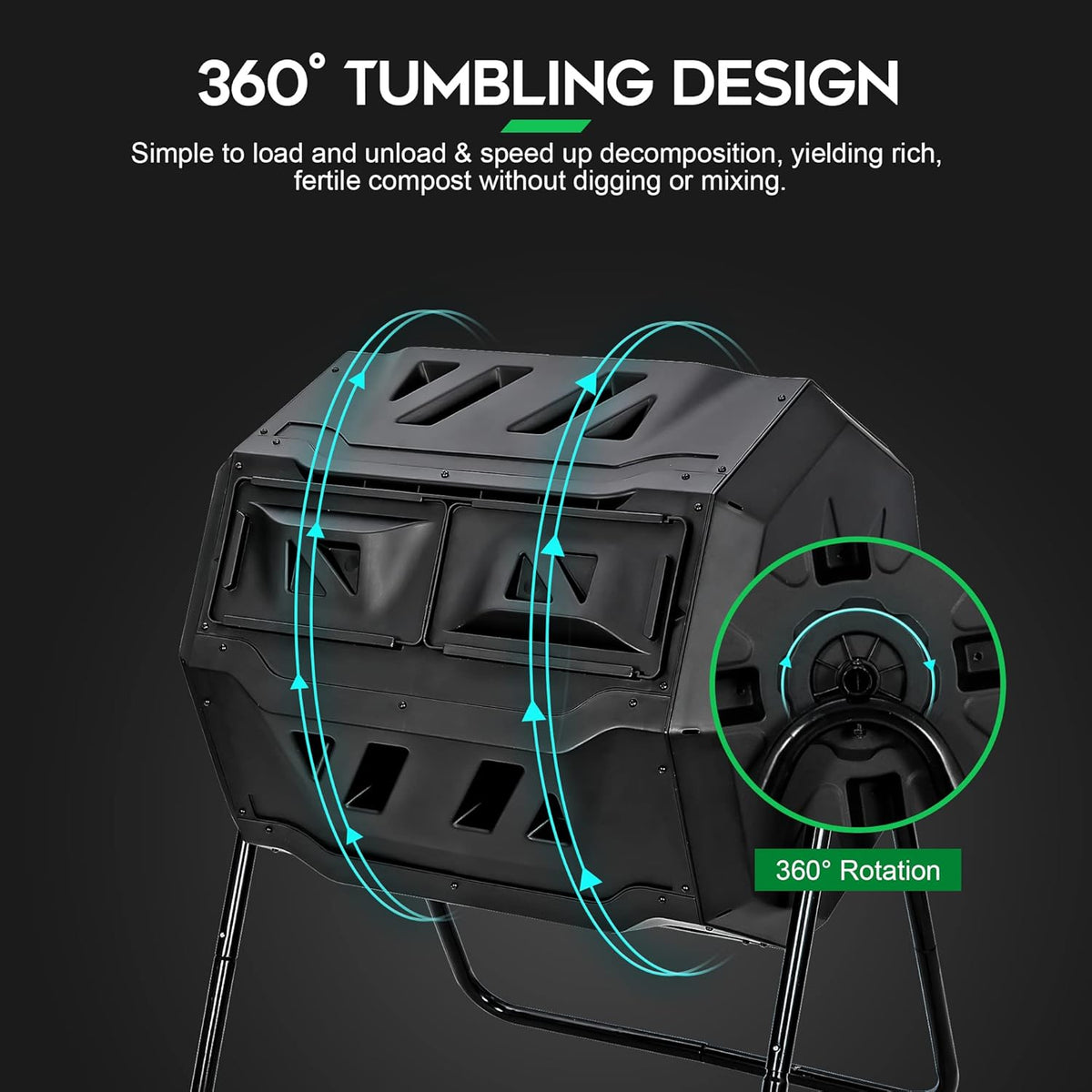 F2C Compost Bin Outdoor 43 Gallon Garden Dual Chamber Composter Bin - Bundled with Pearson's