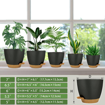 Self Watering Planters with Drainage Holes Reservoir,Nursery Planting Pot for Indoor Decor Garden