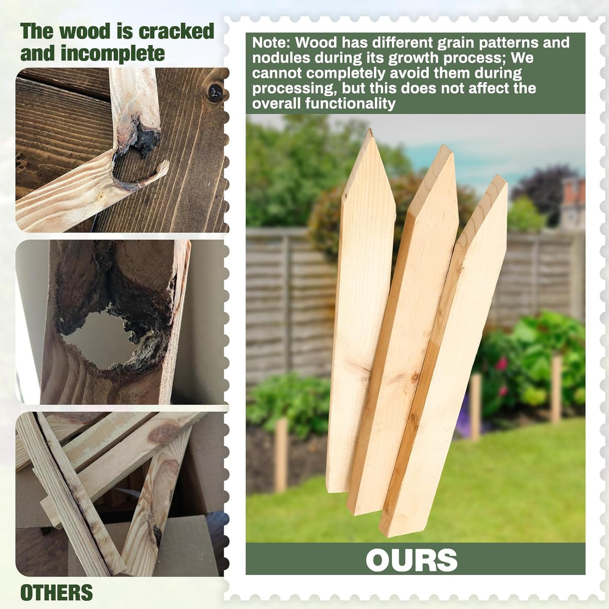 48 Pieces Wooden Garden Stakes 12 Inch Grade and Survey Stakes Wooden Garden and Sign Posts for
