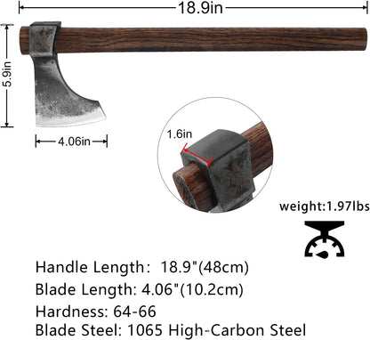 18.9" Throwing Axe, 3Pack Throwing Tomahawk with 1065 High Carbon Steel and Beech Wooden Handle