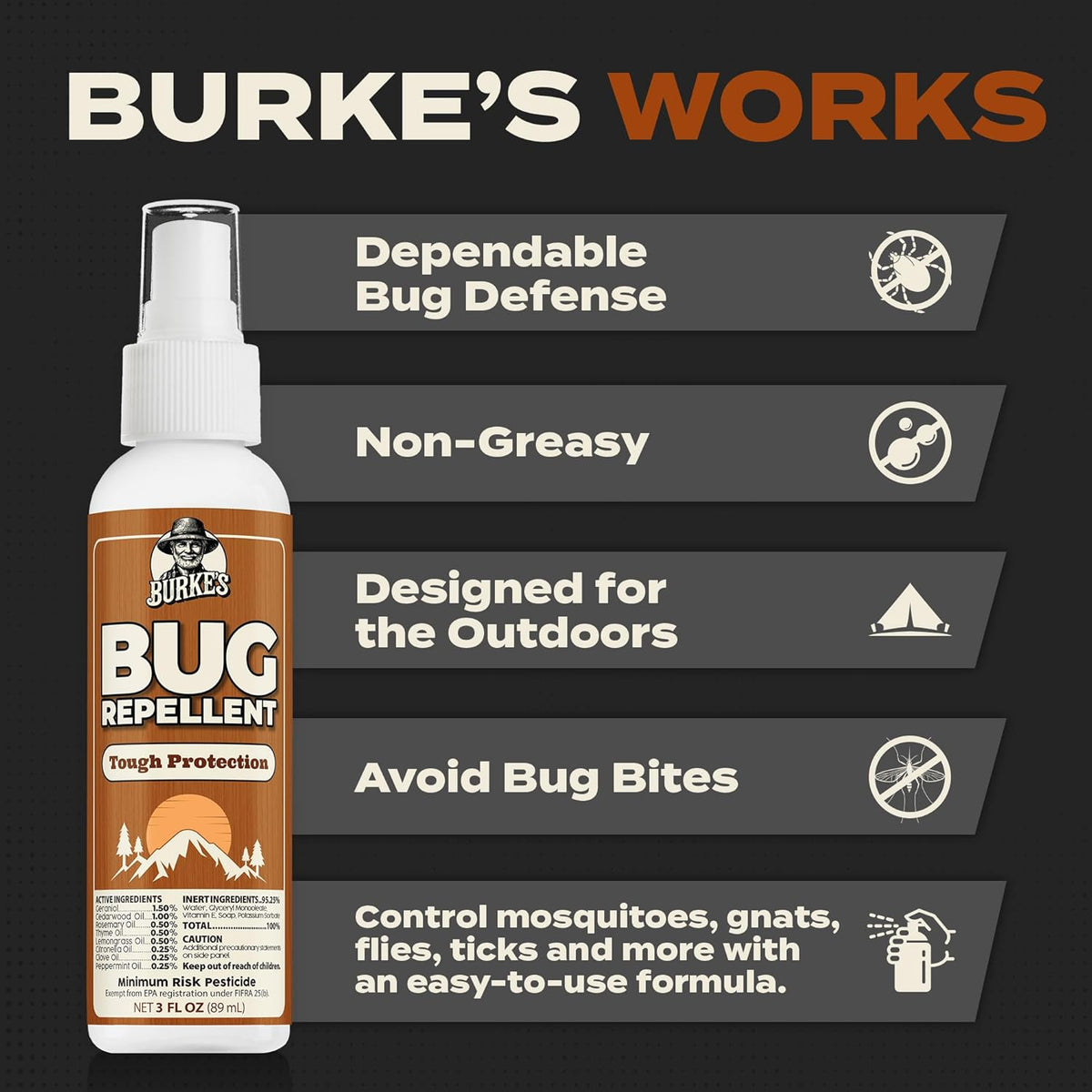 Burke’s Bug Repellent Spray – DEET-Free, Kid & Pet Safe Insect Repellent for Mosquitoes, Ticks, and