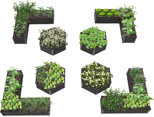 A ANLEOLIFE 8-Pack 70x60x18 in & 74x74x18 in Deep Root Galvanized Raised Garden Beds Outdoor for
