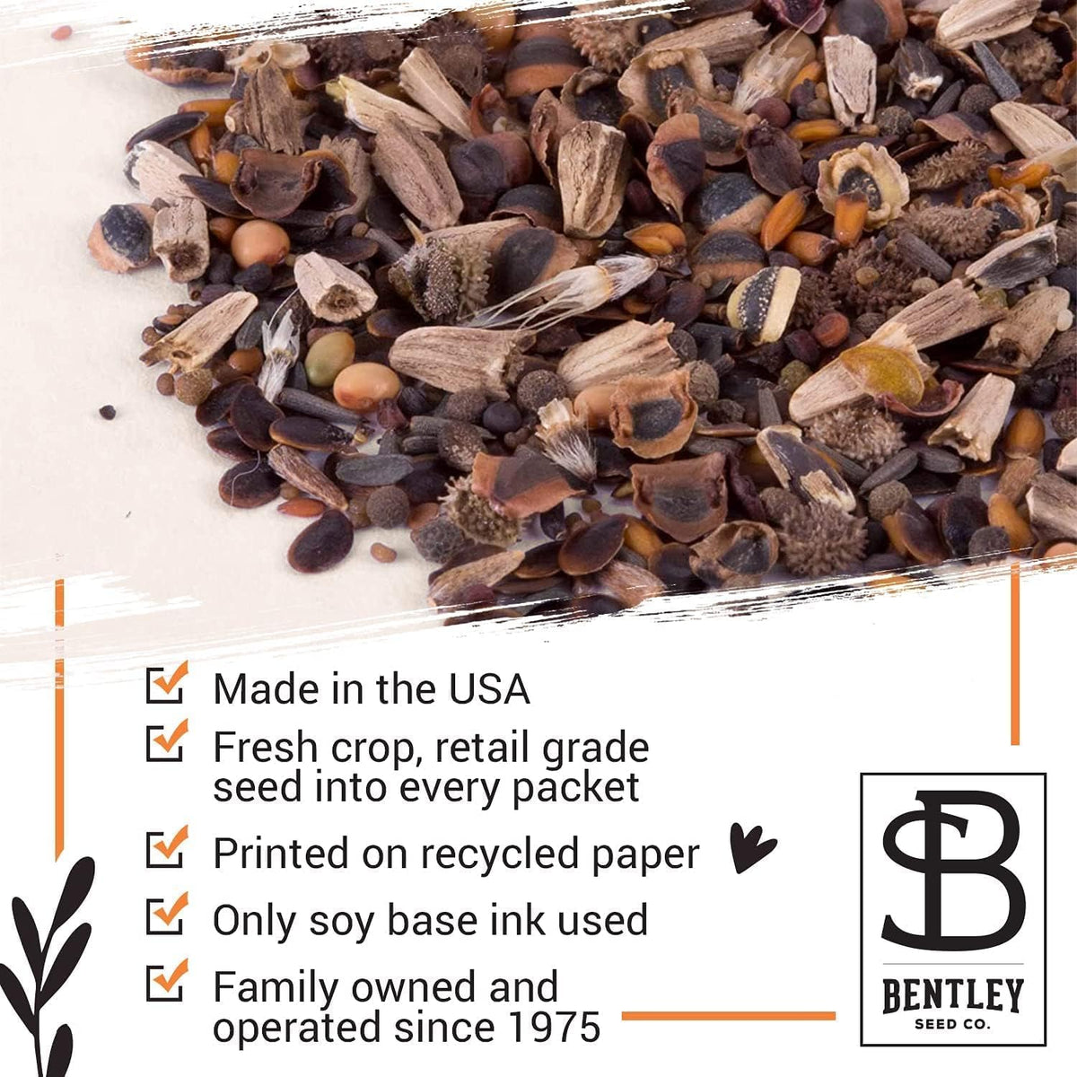 Bentley Wildflower Pollinator Mix, 25 Non-GMO Packets for Garden Planting, Non-Coated Flower Seeds
