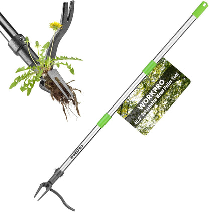 WORKPRO Weed Puller Tool with Long Adjustable Handle (33", 46"), Stand Up Heavy Duty Weed Remover