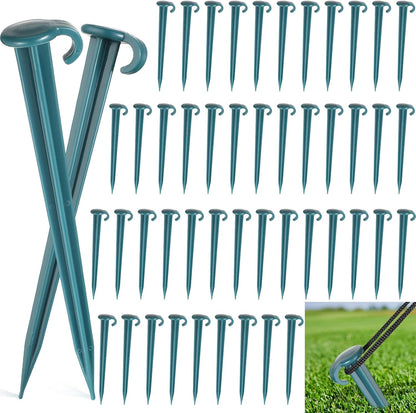 Vicenpal 50 Pcs 7 Inch Plastic Yard Stakes Inflatables Heavy Duty Plastic Garden Stakes for Tent