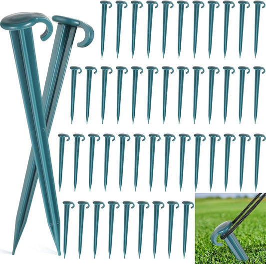 Vicenpal 50 Pcs 7 Inch Plastic Yard Stakes Inflatables Heavy Duty Plastic Garden Stakes for Tent