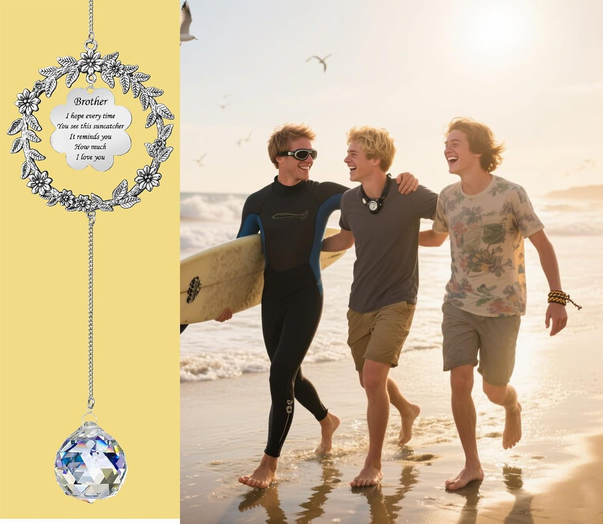 Suncatcher Gifts for Brother,Valentines Birthday Gifts for Brother, Sun Catcher for Christmas