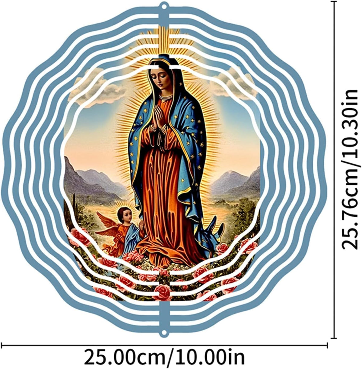 Virgin Mary Prayer Wind Spinner, Metal Wind Spinners Outdoor Indoor,Virgin Mary Hanging Garden