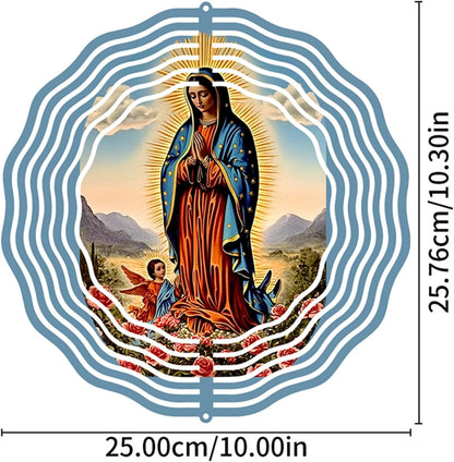 Virgin Mary Prayer Wind Spinner, Metal Wind Spinners Outdoor Indoor,Virgin Mary Hanging Garden