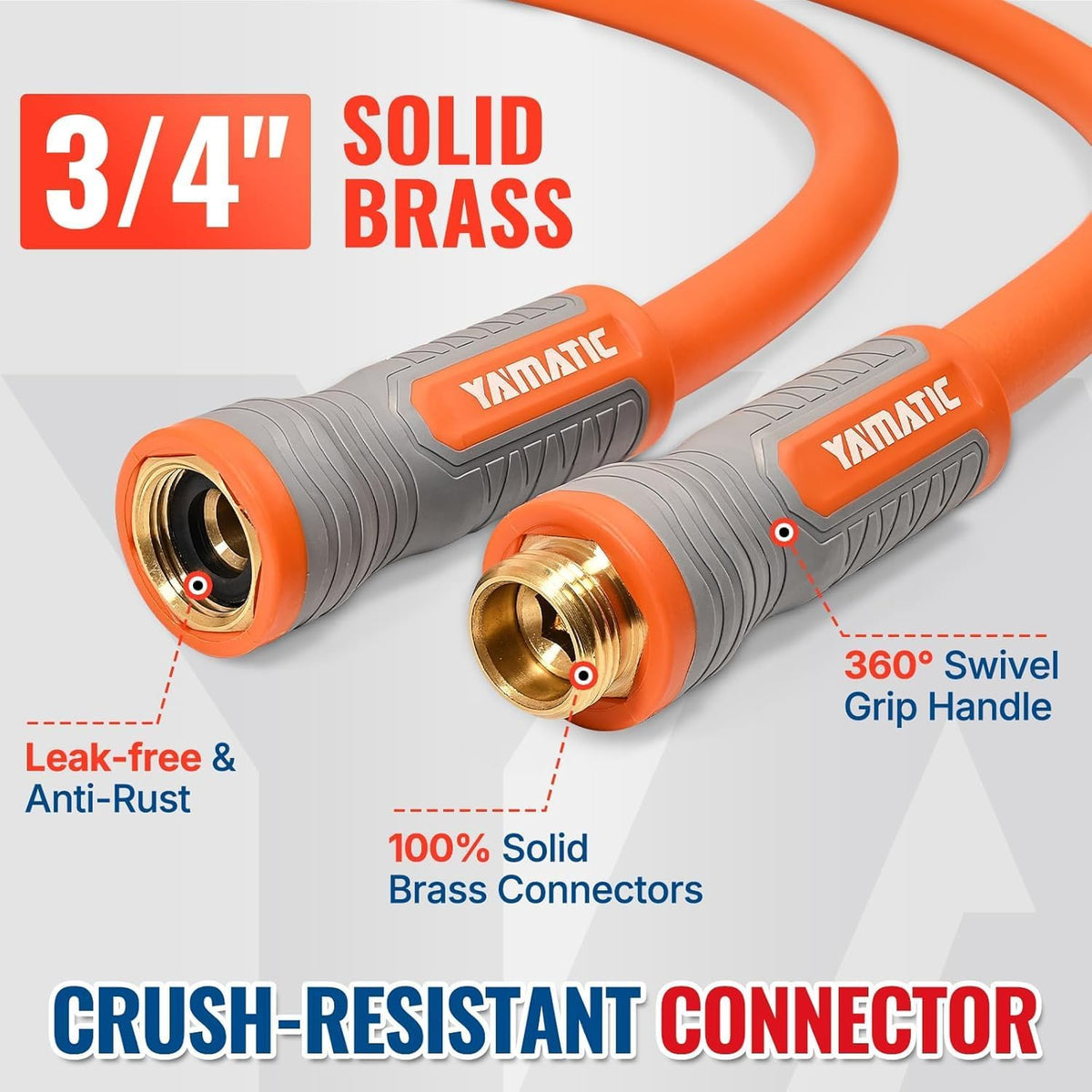 YAMATIC Heavy Duty Garden Hose 5/8 in x 30 ft with Swivel Fitting, Super Flexible Water Hose