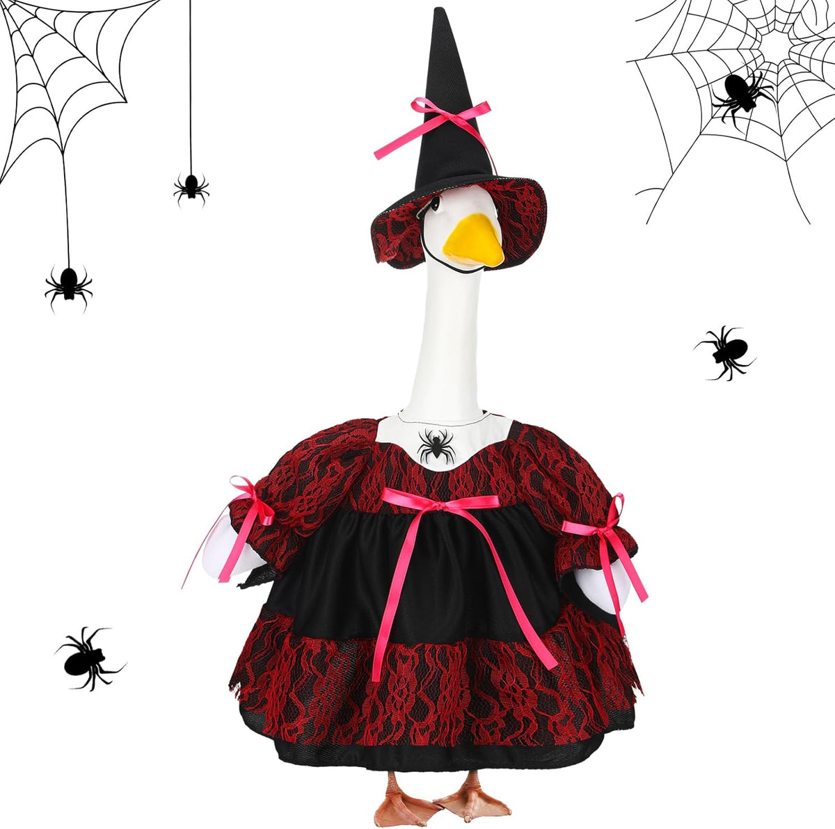 Suzile Halloween Porch Goose Outfit Witch Costume for 23" High Cement or Plastic Goose Clothes for