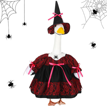Suzile Halloween Porch Goose Outfit Witch Costume for 23" High Cement or Plastic Goose Clothes for