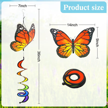 3pcs Butterfly Garden Wind Spinners 360° Rotation Rainbow Curlie Spinner Lawn Yard Ornaments