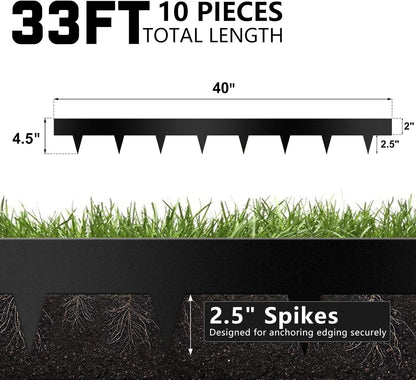 Worth Garden 10-Pack Galvanized Steel Landscape Lawn Edging - 4.5in H Black Powder Coated Bendable