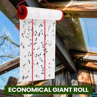 Qualirey Giant Sticky Fly Traps,30 Feet Fly Strips for Indoor Outdoor Hanging Flying Tapes Non