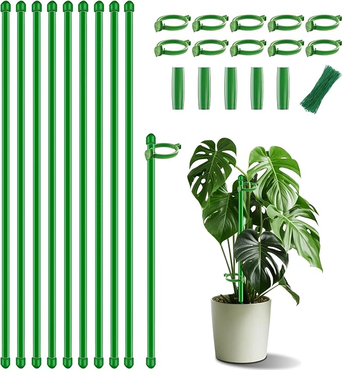 Plant Stakes 17 inch 10Pcs SupKing Support Stick Orchid Stakes with Clips Garden Plant Poles