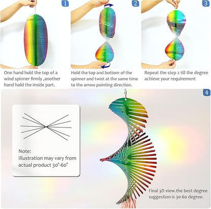 Wind Spinner Rainbow Wave Wind Spinners for Yard and Garden,15in Hanging Kinetic Yard Art Wind