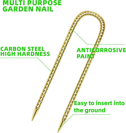 22 Pack 12 Inch Rebar Stakes Anti-Rust Galvanized Steel U Shape Hook Strong Ground Anchors for