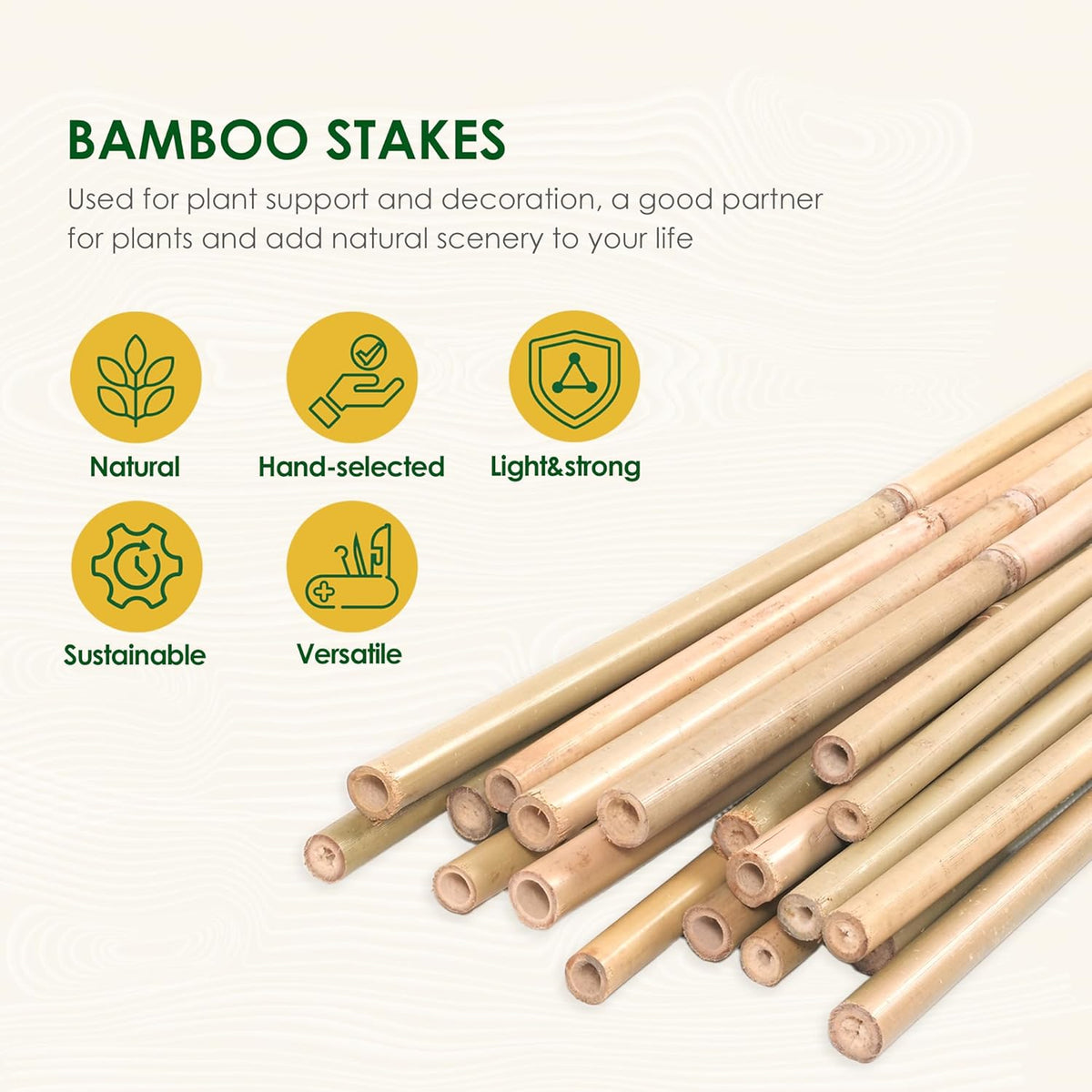 Bamboo Stakes, 50 Pack Bamboo Stakes 4ft, Natural Garden Stakes for Tomatoes and Climbing Plant