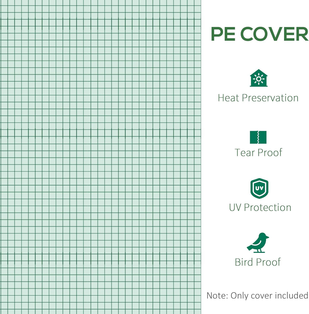Outsunny 9.8' x 6.6' x 6.6' Plastic Greenhouse Cover Replacement, Heavy Duty Waterproof Tarp for
