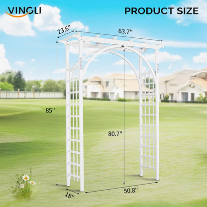 VINGLI 85in Wooden Arbor, Wedding Arch for Ceremony, Wood Trellis for Plant Climbing, Christmas