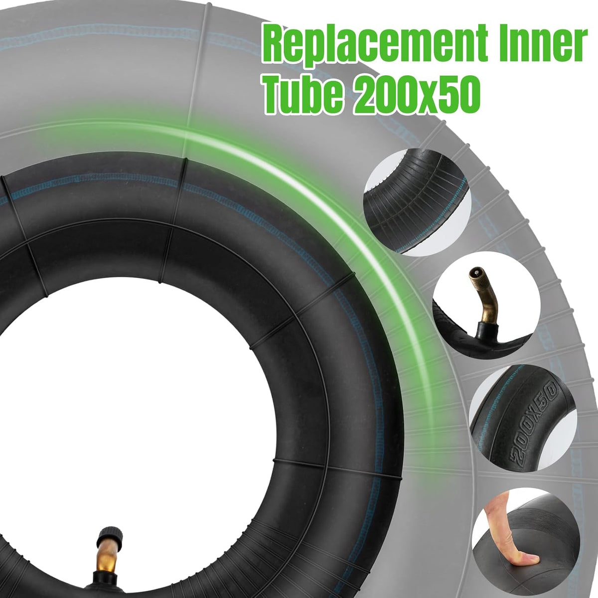 200x50" Inner Tubes, 2 Pack Heavy Duty Replacement Electric Scooter Tire Inner Tube Compatible with