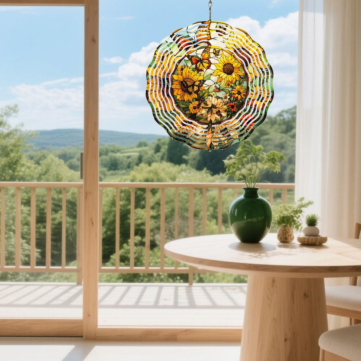 Metal Wind Spinners Outdoor Sunflower Decorations Garden Hanging, Festive Gifts for Women Mom